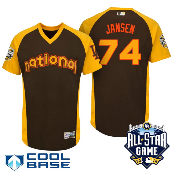 2016 MLB All-Star National Los Angeles Dodgers Kenley Jansen #74 Brown Home Run Derby Cool Base Jersey