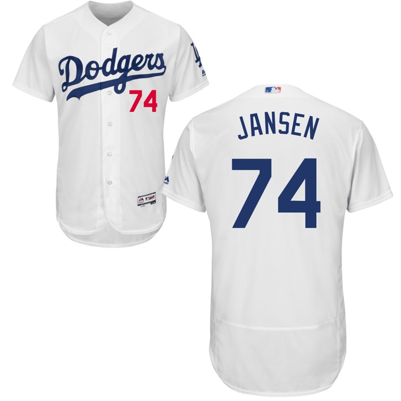 Los Angeles Dodgers Kenley Jansen #74 White Home Authentic Collection Flex Base Jersey