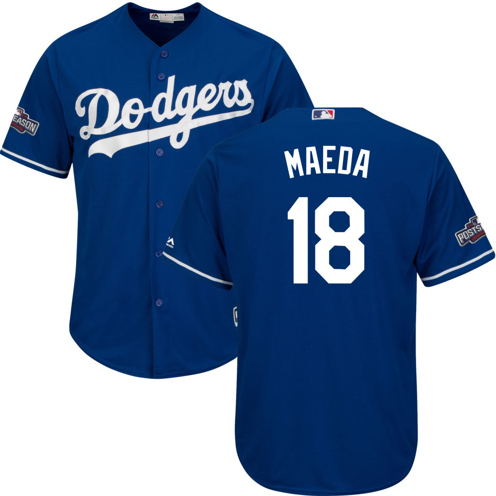 Los Angeles Dodgers Kenta Maeda #18 NL West Division Champions Royal 2016 Postseason Patch Cool Base Jersey