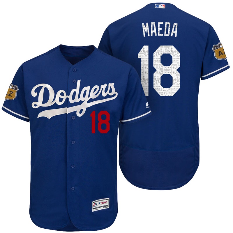 Los Angeles Dodgers Kenta Maeda #18 Royal 2017 Spring Training Cactus League Patch Authentic Collection Flex Base Jersey