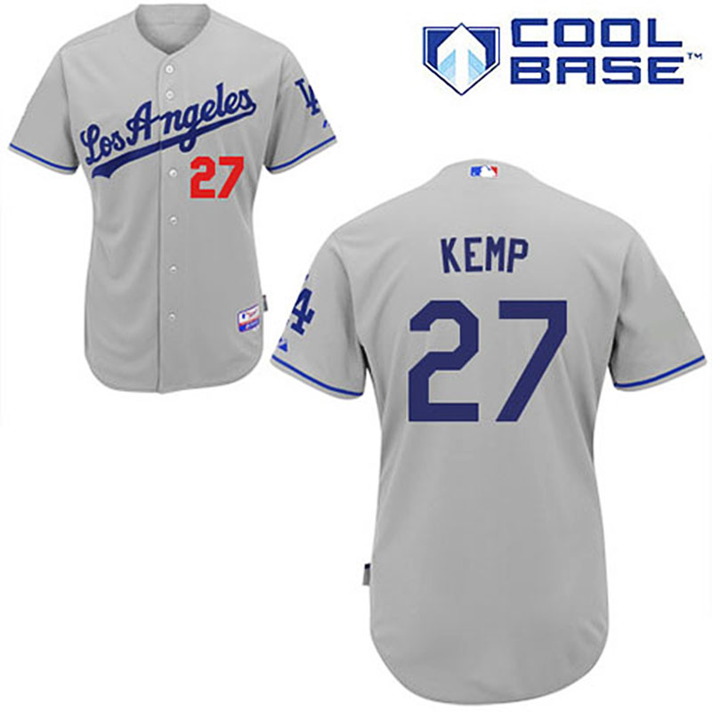 Los Angeles Dodgers #27 Matt Kemp Grey Road Jersey