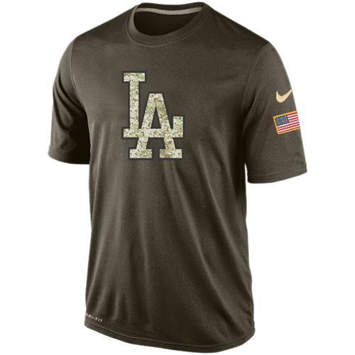 Los Angeles Dodgers Olive Camo Team Logo Baseball T-Shirt