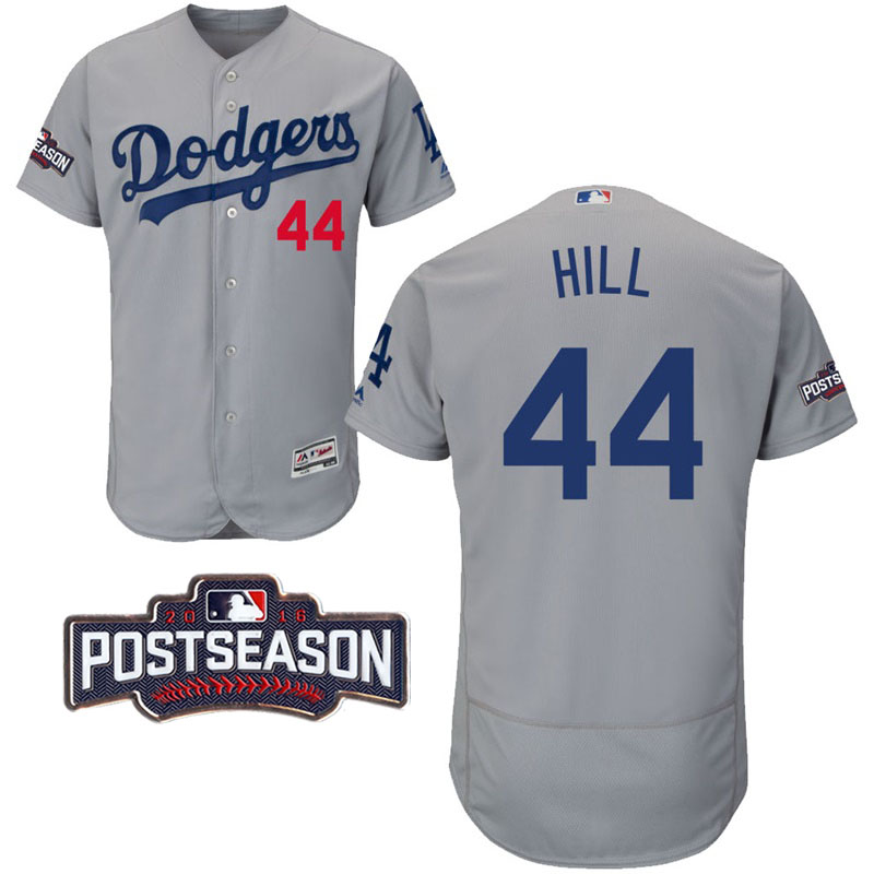 Los Angeles Dodgers Rich Hill #44 Gray 2016 Postseason Patch Flex Base Jersey