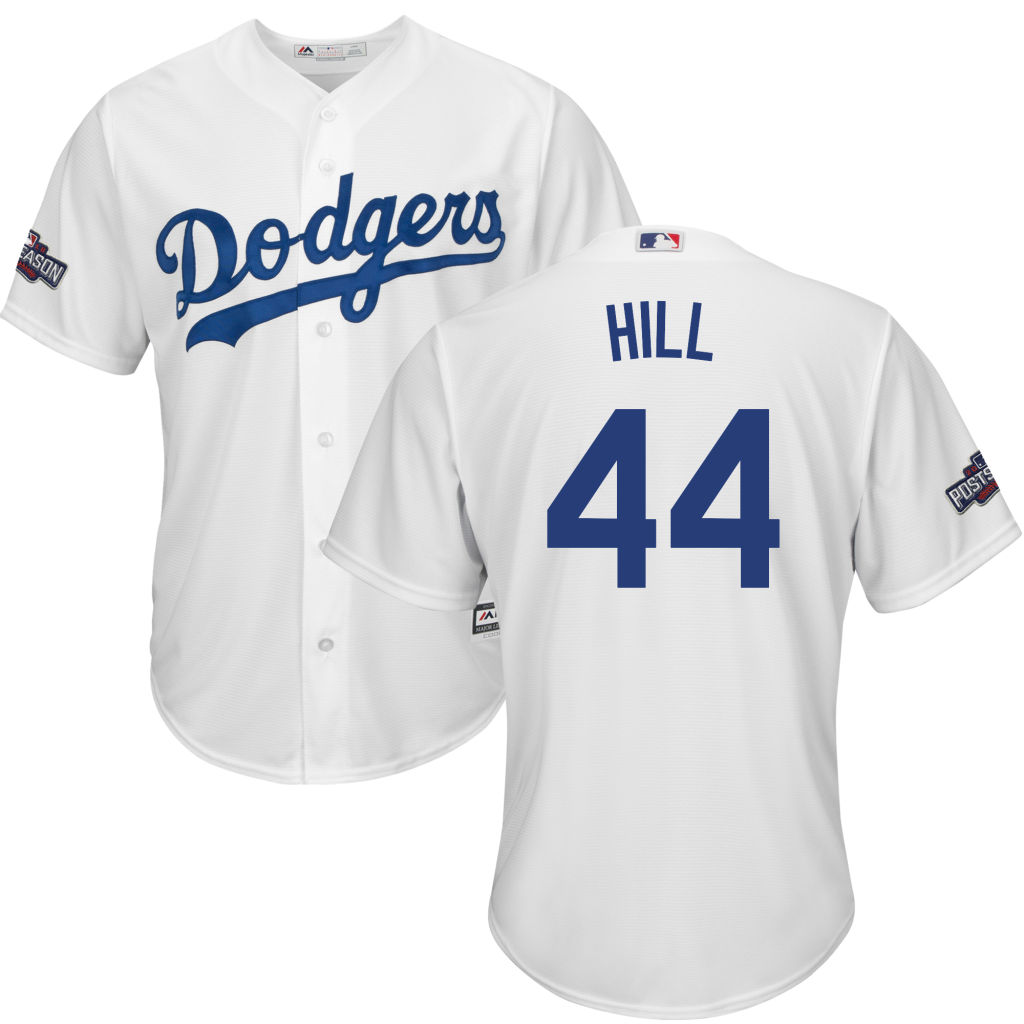 Los Angeles Dodgers Rich Hill #44 NL West Division Champions White 2016 Postseason Patch Cool Base Jersey