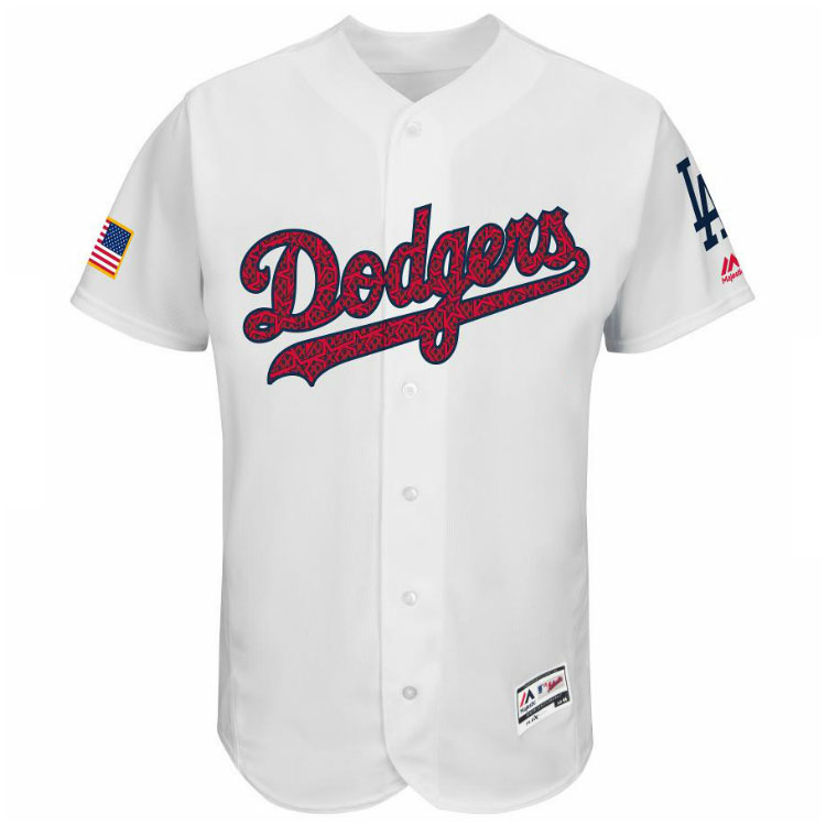 Los Angeles Dodgers Majestic White 2016 Independence Day Stars & Stripes Flex Base Team Jersey