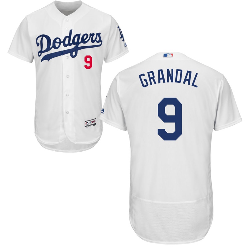 Los Angeles Dodgers Yasmani Grandal #9 Home White Authentic Collection Flex Base Jersey