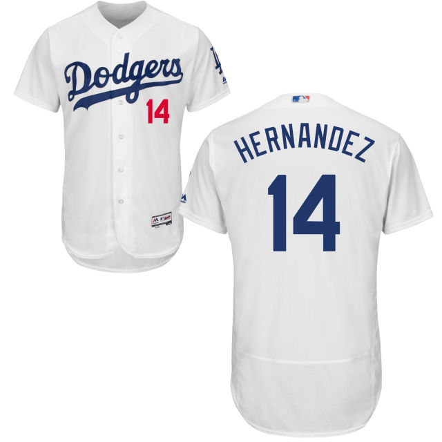 Los Angeles Dogers Enrique Hernandez #14 White Authentic Collection Flexbase Jersey