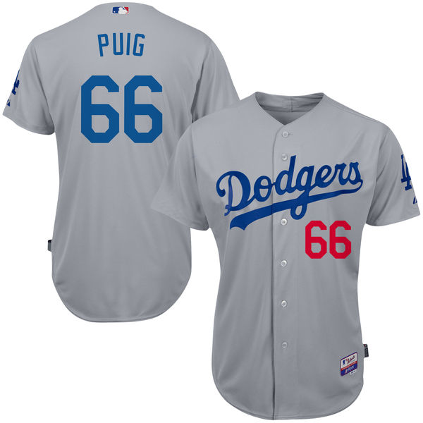 Los Angeles Dodgers #66 Yasiel Puig Gray Alternate 6300 Player Authentic Jersey