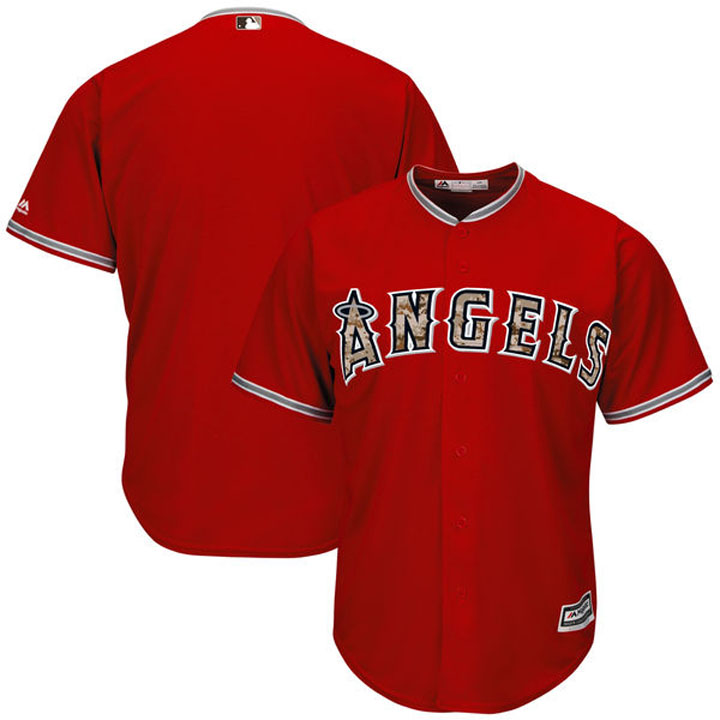 Los Angeles Angels of Anaheim Majestic Red Camo Logo Team Jersey