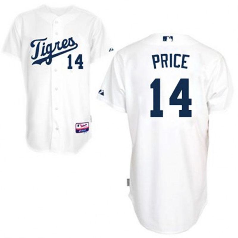 Detroit Tigers #14 David Price Men's Authentic White Majestic MLB Cool Base Jersey