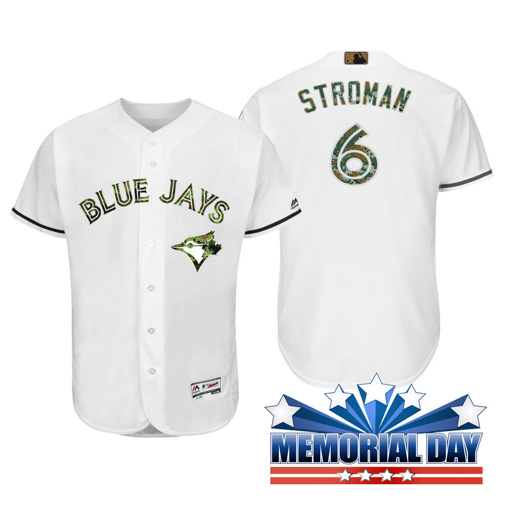 Toronto Blue Jays Marcus Stroman #6 White Camo Fashion 2016 Memorial Day Cool Base Jersey