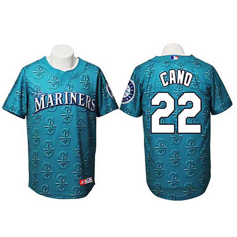 Seattle Mariners #22 Robinson Cano Authentic Watermark Fashion Cyan Jersey