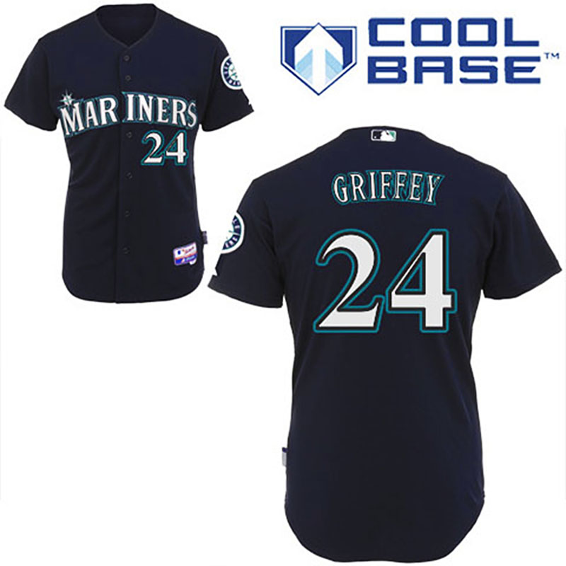 Seattle Mariners #24 Ken Griffey Navy Blue Alternate Cool Base Jersey