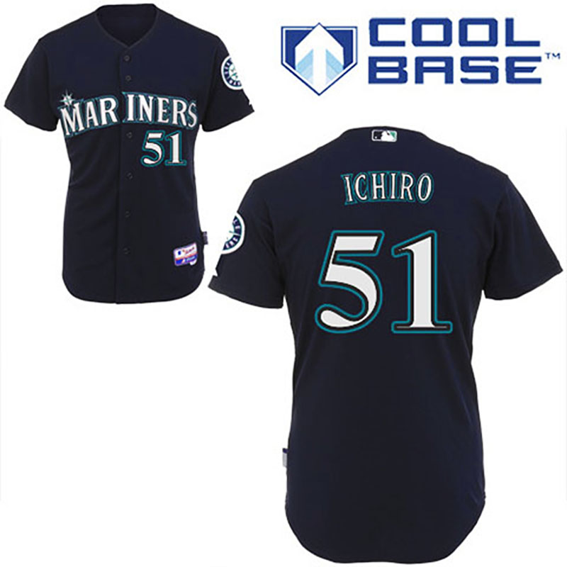 Seattle Mariners #51 Ichiro Suzuki Navy Blue Alternate Cool Base Jersey