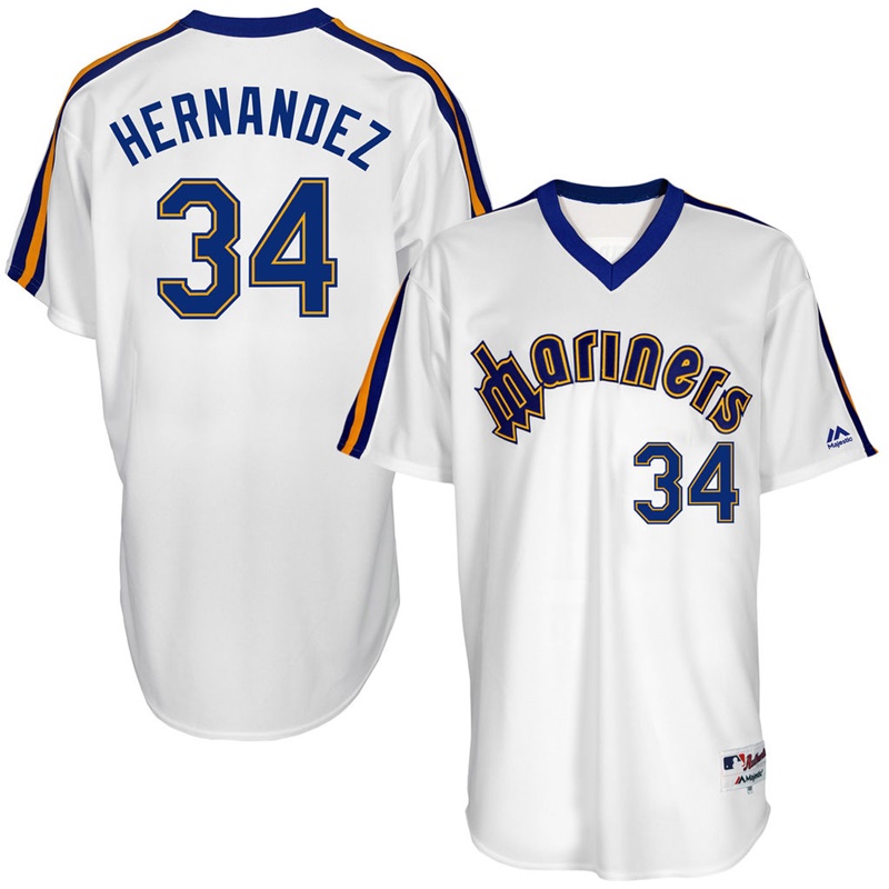 Seattle Mariners #34 Felix Hernandez White 1984 Throwback Turn Back the Clock Authentic Player Jersey