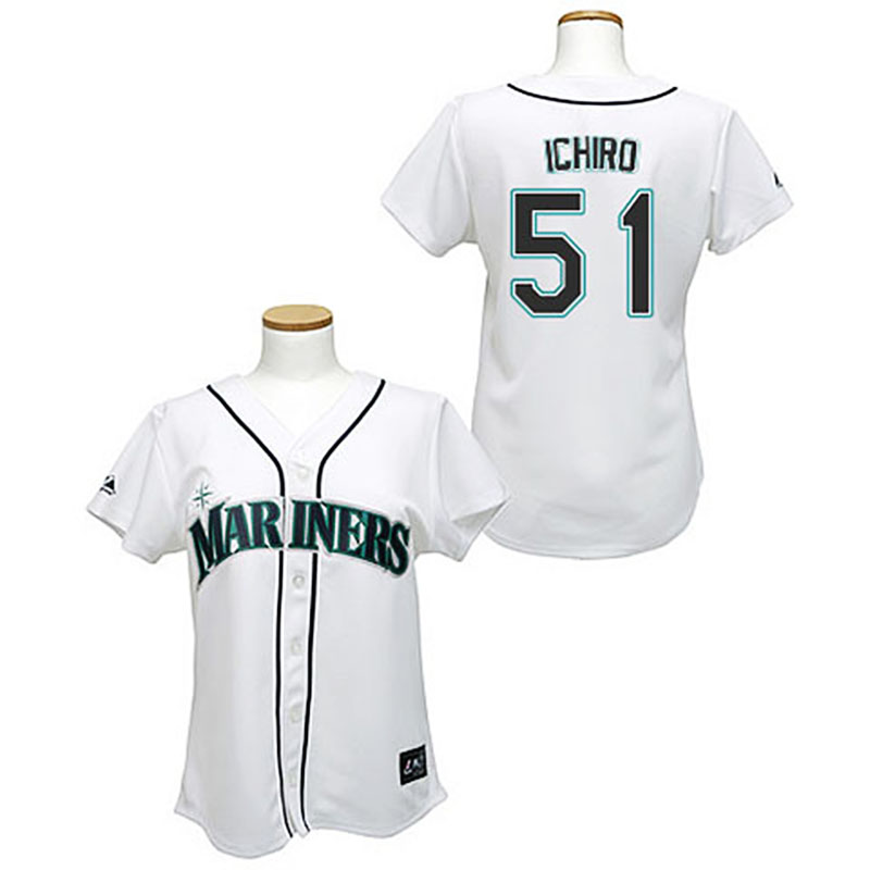 Seattle Mariners #51 Ichiro Suzuki White Women's Fashion Jersey