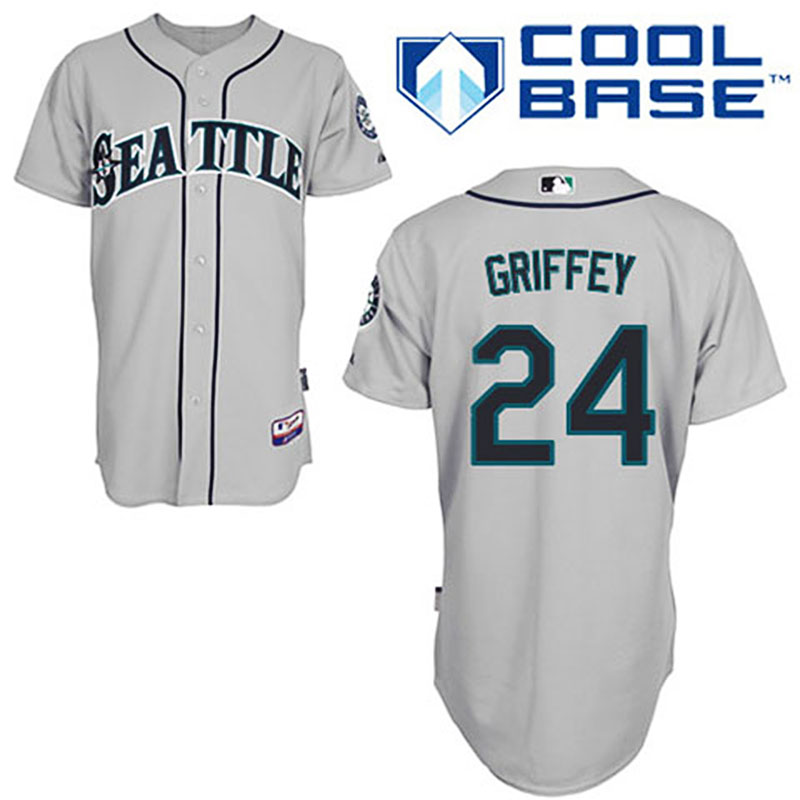 Seattle Mariners #24 Ken Griffey Grey Road Cool Base Jersey