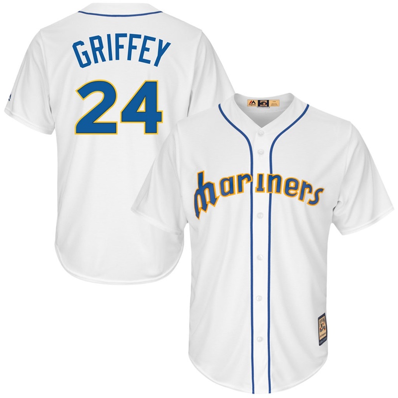 Seattle Mariners #24 Ken Griffey Jr. White Cooperstown Cool Base Jersey