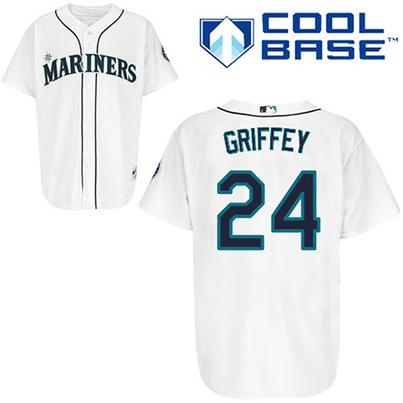 Seattle Mariners #24 Ken Griffey White Home Cool Base Jersey