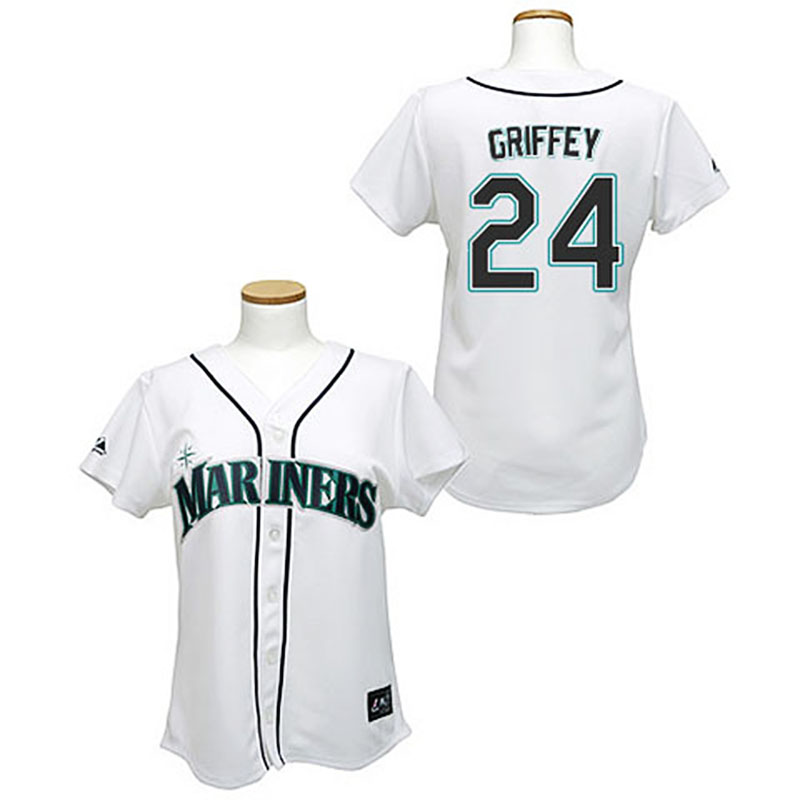 Seattle Mariners #24 Ken Griffey White Women's Fashion Jersey