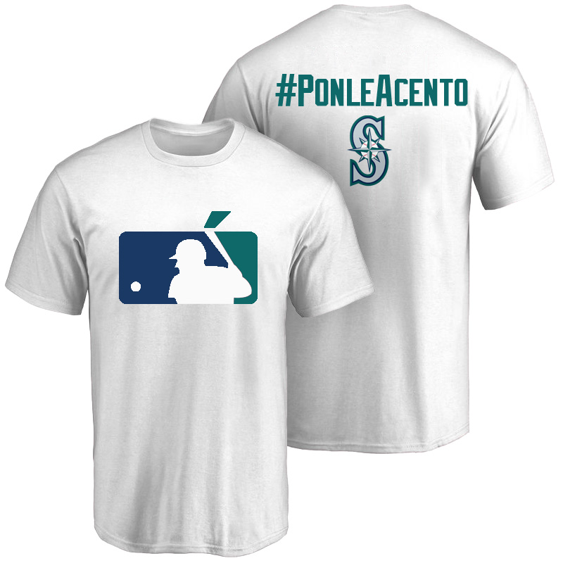 Seattle Mariners White Hispanic Heritage Month PonleAcento T-Shirt