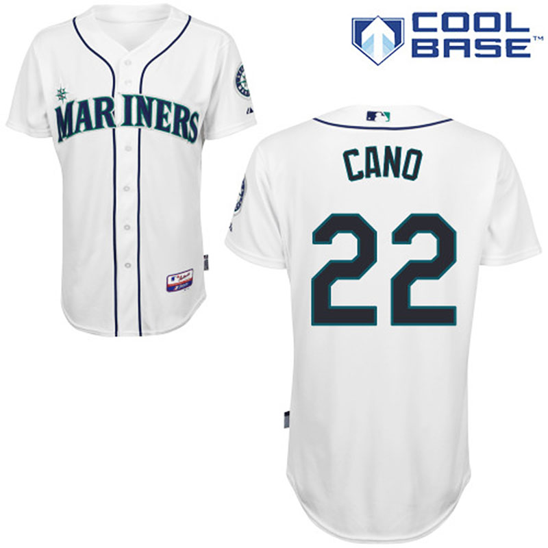 Seattle Mariners #22 Robinson Cano Men's Authentic White Home Majestic MLB Cool Base Jersey