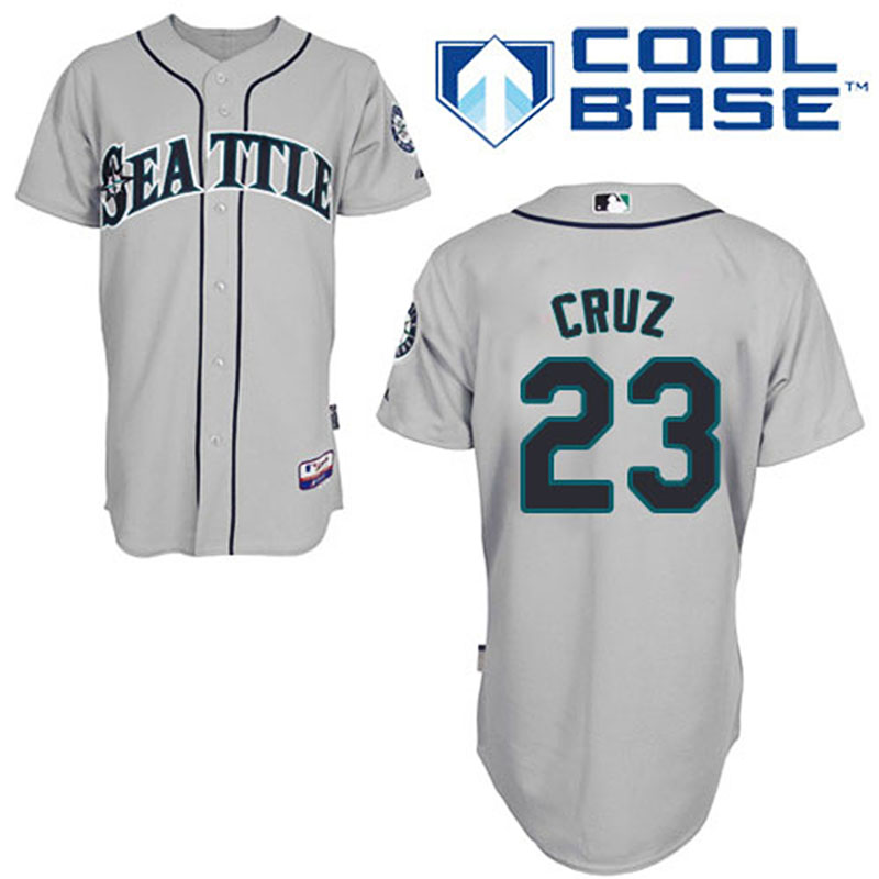 Seattle Mariners #23 Nelson Cruz Men's Authentic Grey Road Majestic MLB Cool Base Jersey