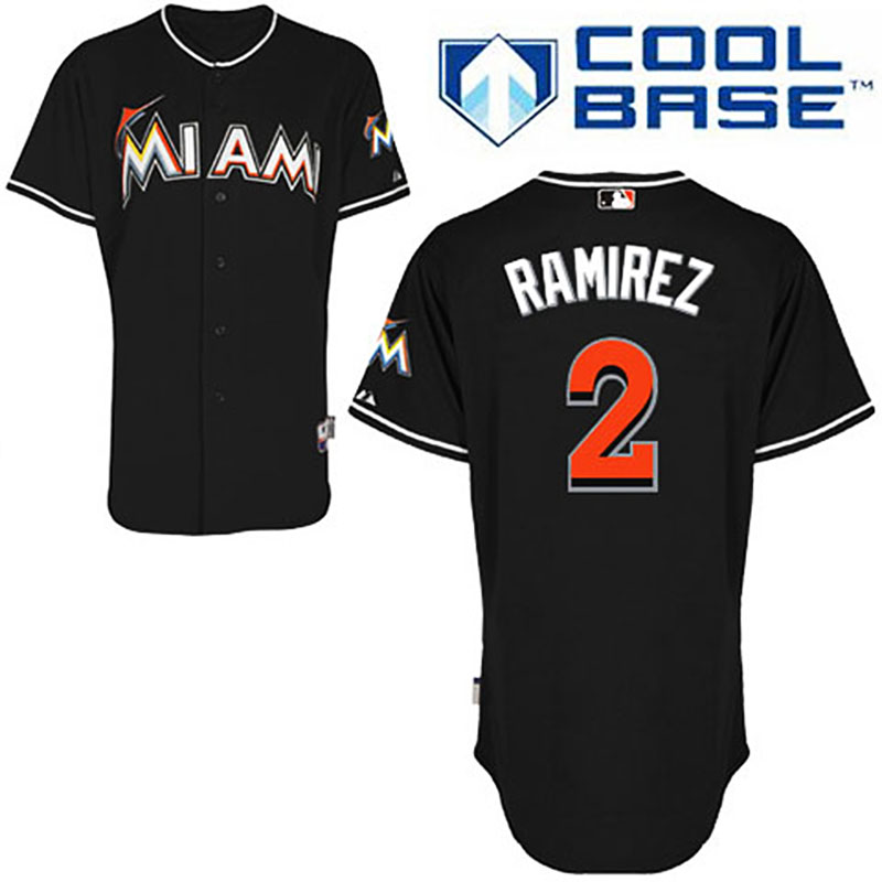 Miami Marlins #2 Hanley Ramirez Black Alternate 2 Cool Base 2012 Jersey