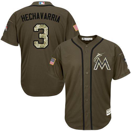 Miami Marlins #3 Adeiny Hechavarria Olive Camo Stitched Baseball Jersey