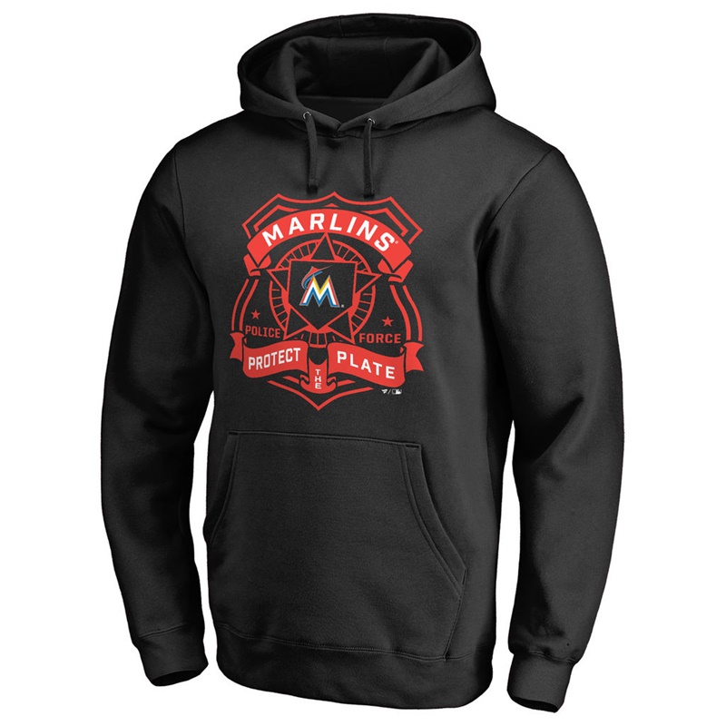 Miami Marlins Black Police Badge Aunthetic Pullover Hoodie