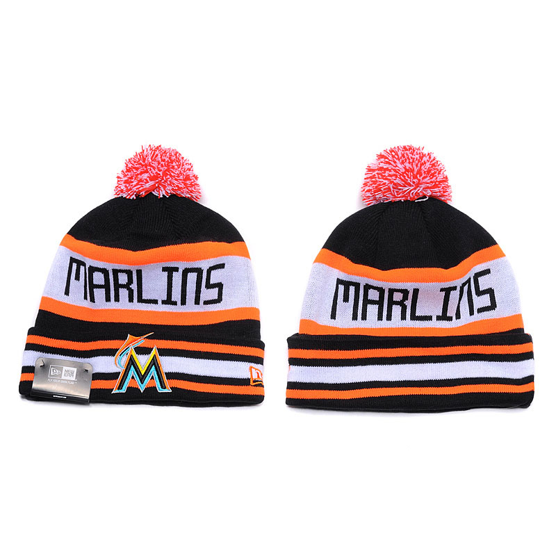 Miami Marlins Orange Biggest Fan Cuffed Knit Hat With Pom