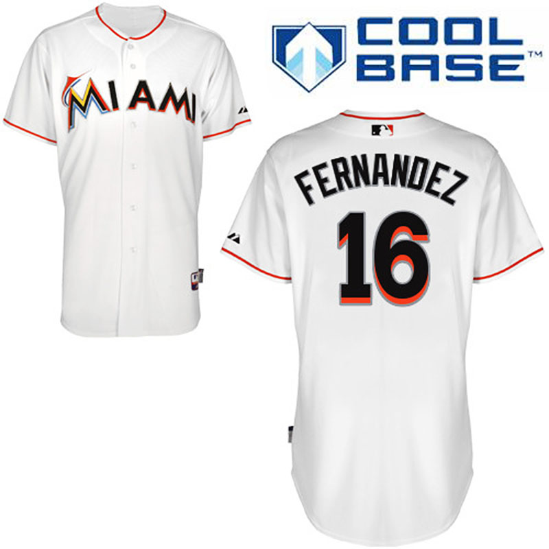 Miami Marlins #16 Jose Fernandez Men's Authentic White Home Majestic MLB Cool Base Jersey