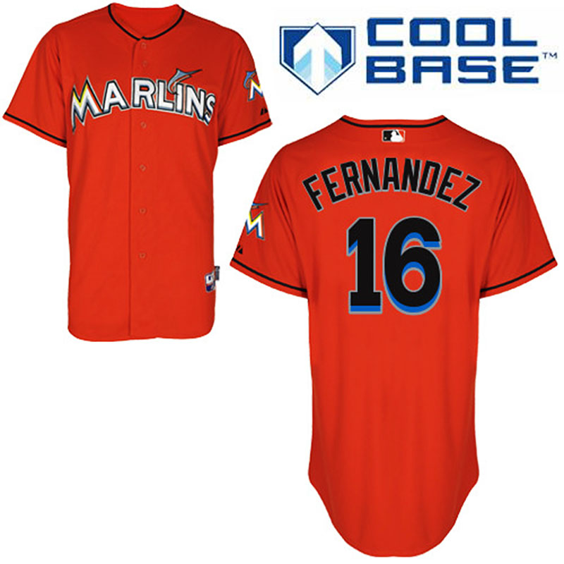 Miami Marlins #16 Jose Fernandez Men's Authentic Orange Alternate Majestic MLB Cool Base Jersey