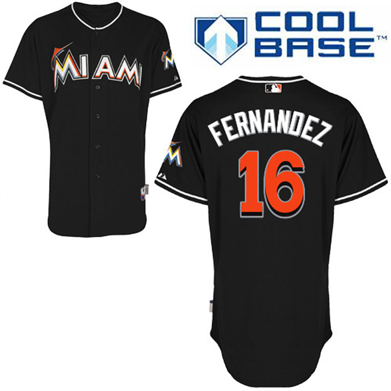 Miami Marlins #16 Jose Fernandez Men's Authentic Black Alternate Majestic MLB Cool Base Jersey