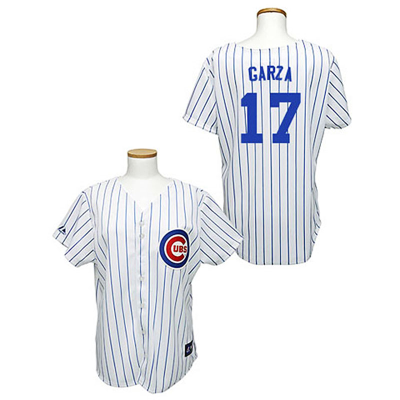 Chicago Cubs #17 Matt Garza White(Blue Strip) Women's Fashion Jersey