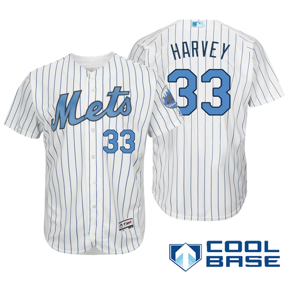 New York Mets #33 Matt Harvey Majestic White Fashion 2016 Father's Day Cool Base Jersey