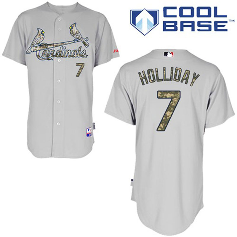 St. Louis Cardinals #7 Matt Holliday Grey(Gold No.) Cool Base Jersey