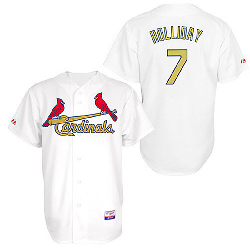 St. Louis Cardinals #7 Matt Holliday White(Gold No.) Cool Base Jersey