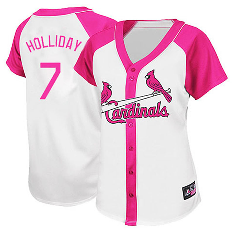 St. Louis Cardinals #7 Matt Holliday White/Pink Women's Splash Fashion Jersey