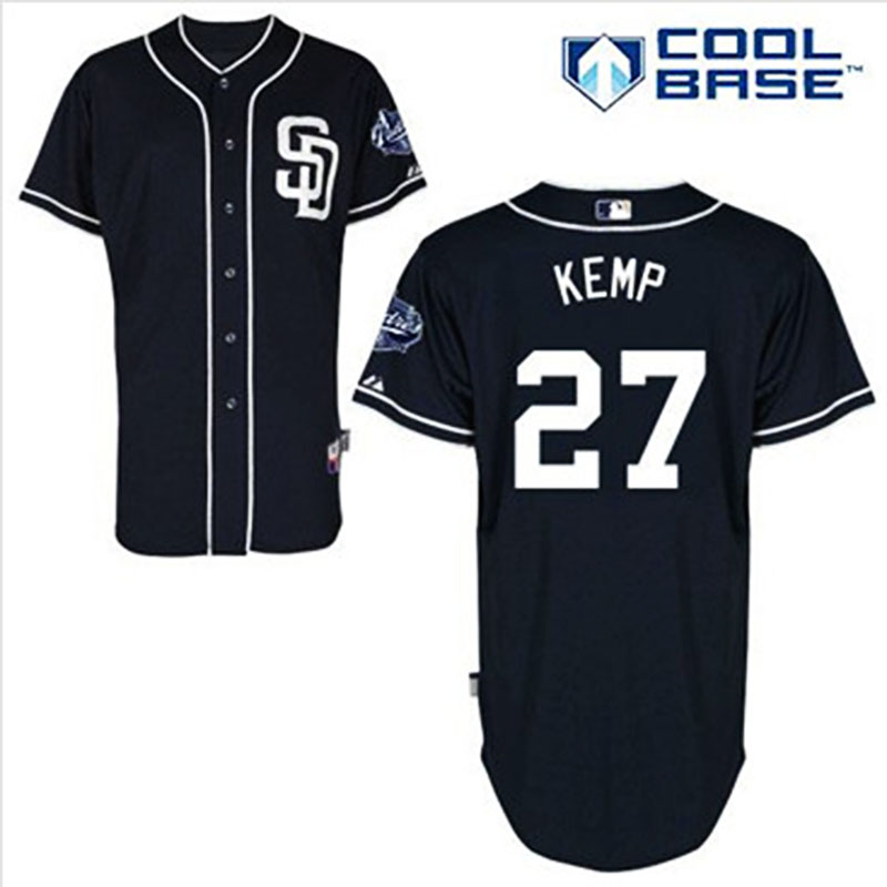 San Diego Padres #27 Matt Kemp Men's Authentic Navy Blue Alternate Majestic MLB Cool Base Jersey