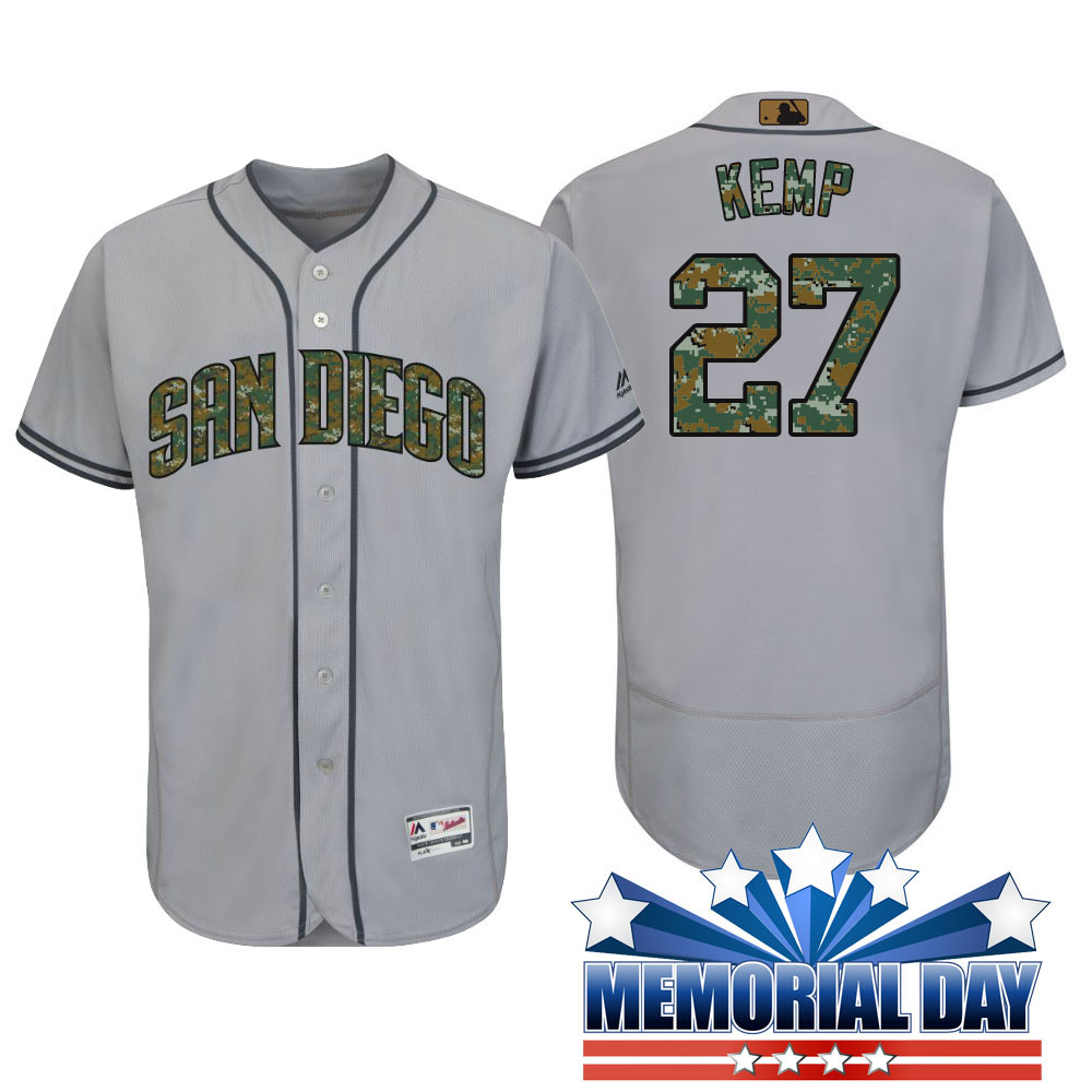 San Diego Padres Matt Kemp #27 Gray Camo Fashion 2016 Memorial Day Flex Base Jersey