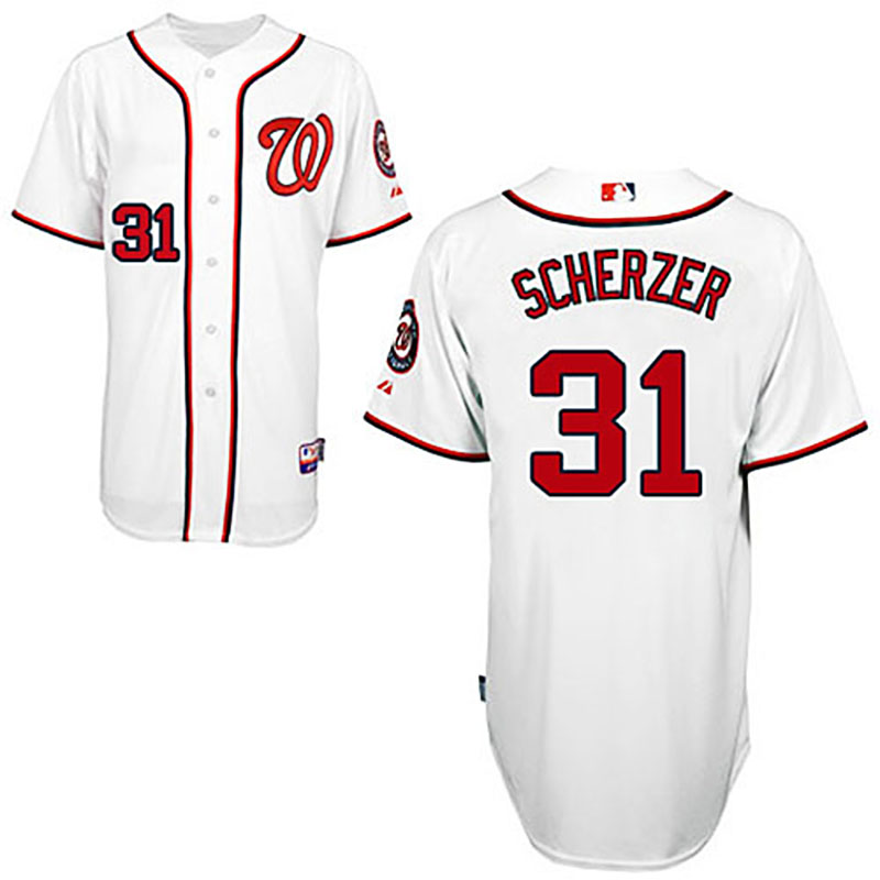 Washington Nationals #31 Max Scherzer Men's Authentic White Majestic MLB Cool Base Jersey