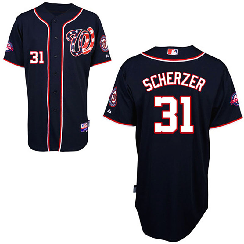 Washington Nationals #31 Max Scherzer Navy Blue Jersey