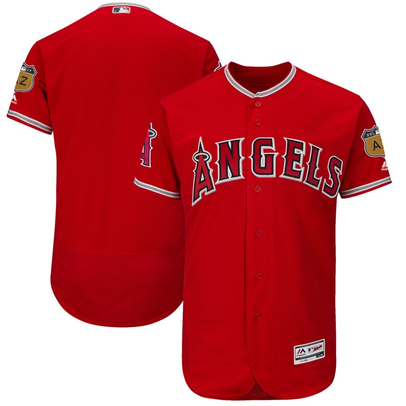 Men's Los Angeles Angels Scarlet 2017 Spring Training Flex Base Authentic Team Jersey