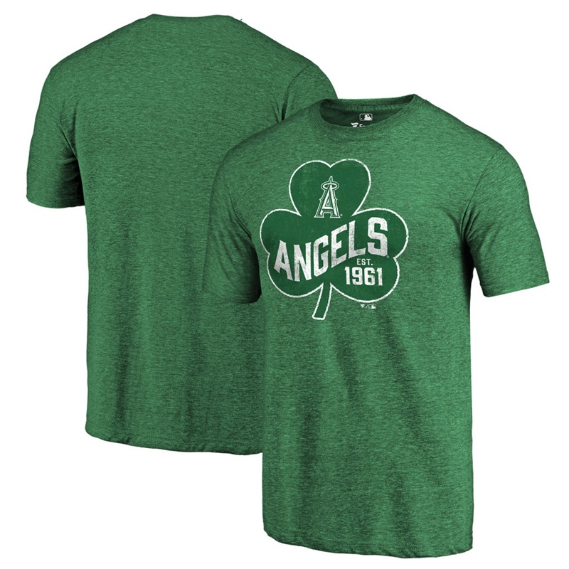 Men's Los Angeles Angels Green St. Patrick's Day Paddy's Pride Tri-Blend T-Shirt