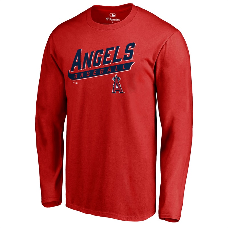 Men's Los Angeles Angels Heathered Gray Baseline Long Sleeve Legend T-Shirt