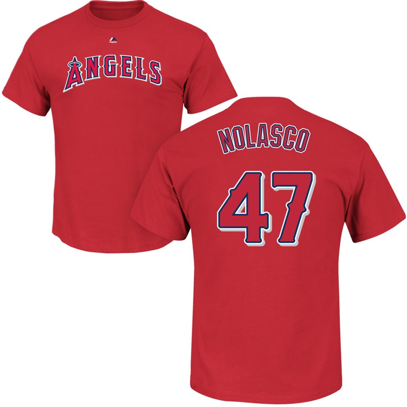 Men's Los Angeles Angels Ricky Nolasco #47 Red Roster Name and Number T-Shirt