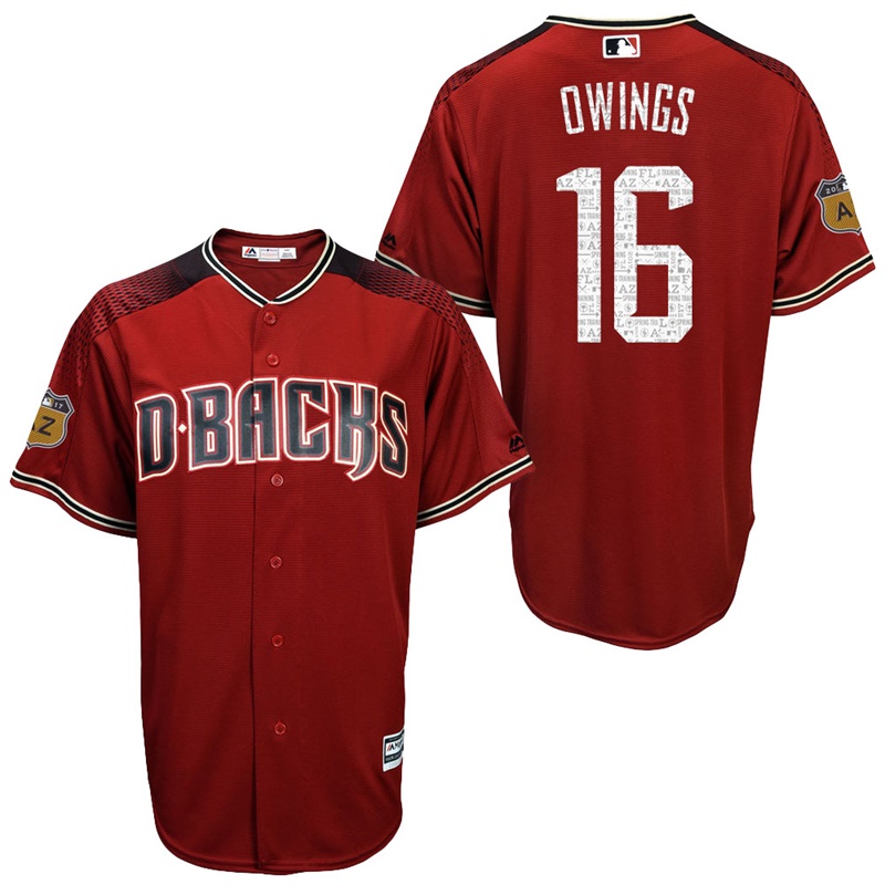 Men's Arizona Diamondbacks #16 Chris Owings 2017 Spring Training Cactus League Patch Brick Cool Base Jersey