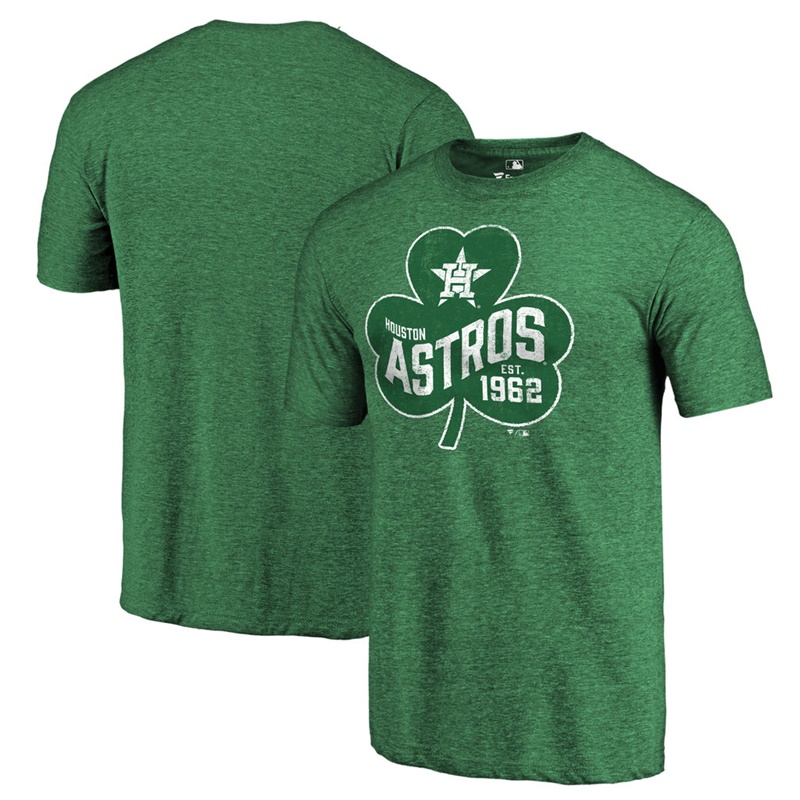 Men's Houston Astros Green St. Patrick's Day Paddy's Pride Tri-Blend T-Shirt