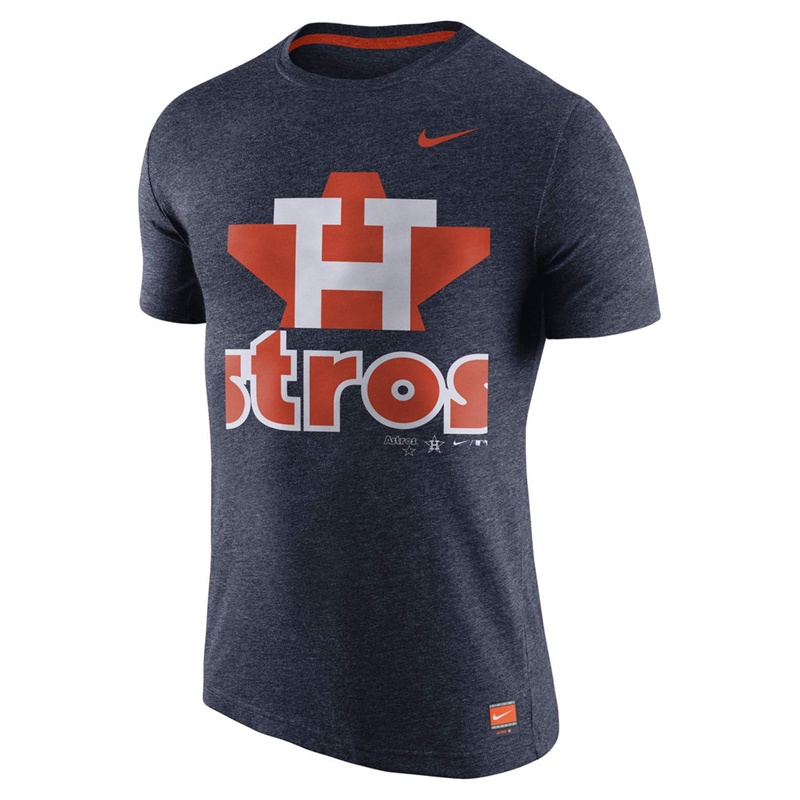 Men's Houston Astros Heathered Navy Cooperstown Collection Logo Tri-Blend T-Shirt